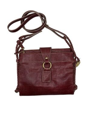 Brahmin Maroon Lizard print Mimosa type crossbody bag